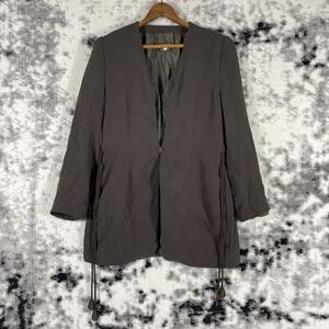 Giorgio Armani Jacket Womens Size 38 Brown Pure Silk Single Button‎ Tassle Tie
